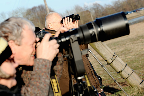 Fuglefotografer ved Flommen Naturreservat