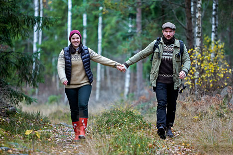 På vandrertur i Småland, Sverige. Höglandsleden byder på krævende vandring