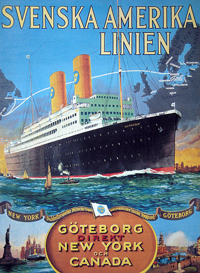 Svenska Amerika Linien - båd fra Göteborg direkte til New York og Canada