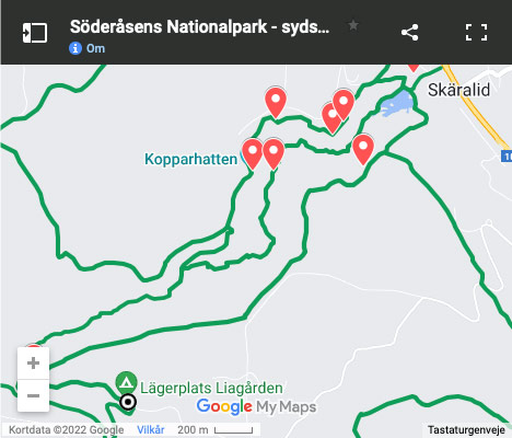 vandreruter i Söderåsens Nationalpark
