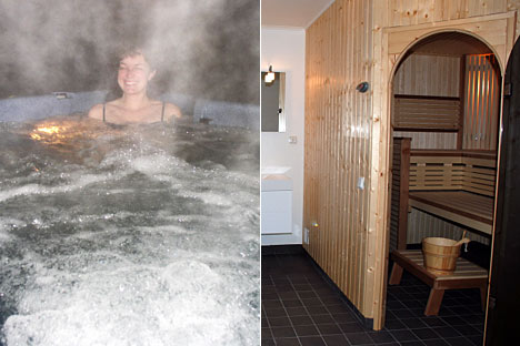 Jacuzzi og svensk sauna på Bed & Breakfast Villa Vilan