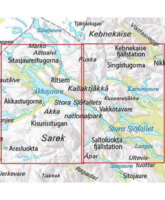 Outdoorkartan blad 2: Nikkaluokta Sarek Saltoluokta