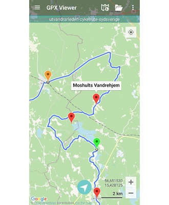 Utvandrarleden Cykelrute. GPX-fil
