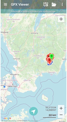 Utvandrarleden Vandrerute. GPX-fil