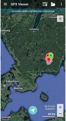 Utvandrarleden Vandrerute. GPX-fil