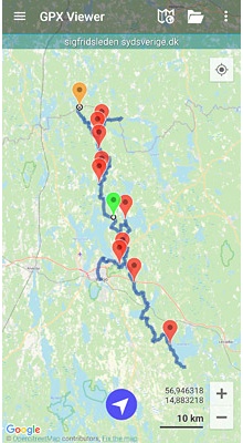 Sigfridsleden fra Asa til Rottnen. GPX-fil