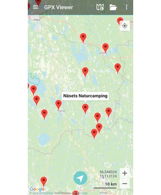 Campingpladser i Sydsverige. GPX-fil