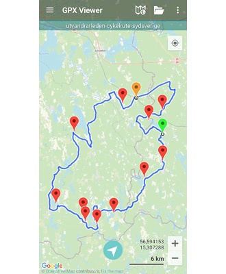 Utvandrarleden Cykelrute. GPX-fil