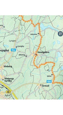 Kort over Halland med Hallandsleden