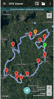 Utvandrarleden Cykelrute. GPX-fil