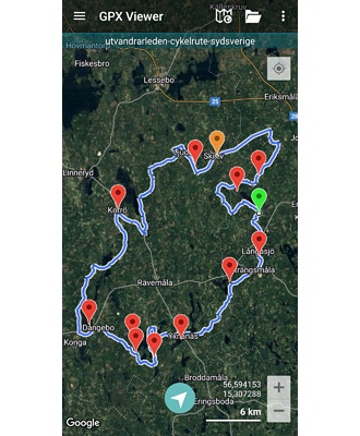 Utvandrarleden Cykelrute. GPX-fil