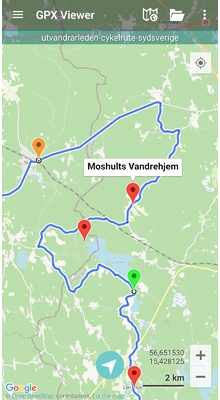 Utvandrarleden Cykelrute. GPX-fil