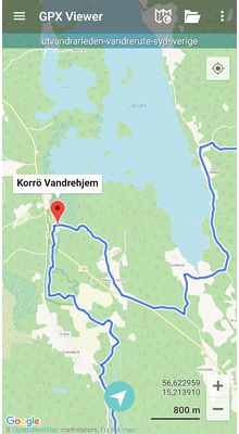 Utvandrarleden Vandrerute. GPX-fil