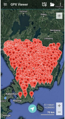 Badesøer i Sydsverige. GPX-fil