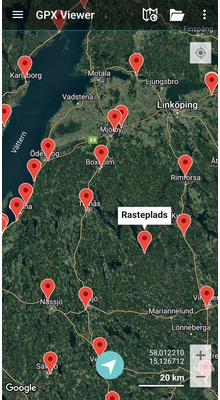 Rastepladser i Sverige. GPX-fil