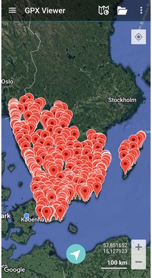 Campingpladser i Sydsverige. GPX-fil