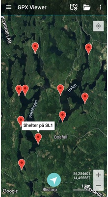 Shelters i Sydsverige. GPX-fil