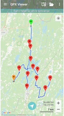 Kanoruten Helge å (øvre å-løb). GPX-fil