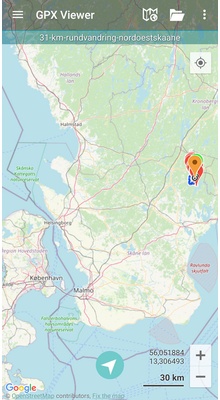 31 km rundvandring i Nordøstskåne. GPX-fil