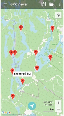 Shelters i Sydsverige. GPX-fil