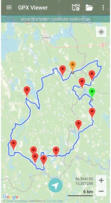 Utvandrarleden Cykelrute. GPX-fil