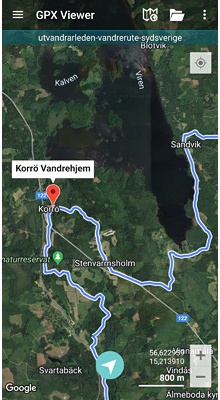 Utvandrarleden Vandrerute. GPX-fil