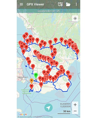 Skåneleden SL1-SL5. GPX-fil