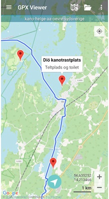 Kanoruten Helge å (øvre å-løb). GPX-fil