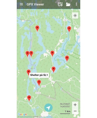 Shelters i Sydsverige. GPX-fil