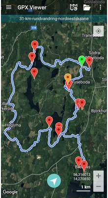 31 km rundvandring i Nordøstskåne. GPX-fil