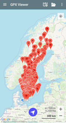 Rastepladser ved veje i Sverige GPX-fil