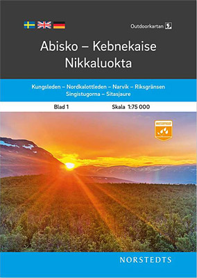Outdoorkartan: Abisko Kebnekaise Nikkaluokta - blad 1. Målestok 1:75.000