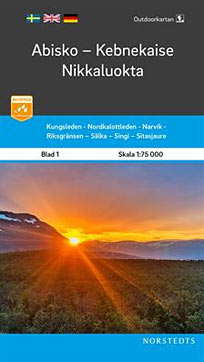 Outdoorkartan: Abisko Kebnekaise Nikkaluokta - blad 1. Målestok 1:75.000