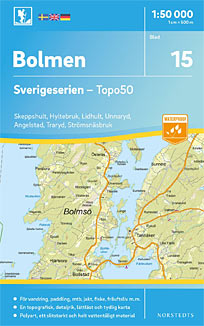 Bolmen Sverigeserien - Topo50 - blad 15. Målestok 1:50.000