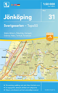 Jönköping Sverigeserien - Topo50 - blad 31. Målestok 1:50.000