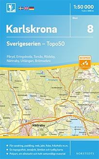 Karlskrona Sverigeserien - Topo50 - blad 8. Målestok 1:50.000
