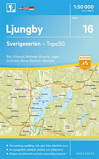 Ljungby Sverigeserien - Topo50 - blad 16. Målestok 1:50.000