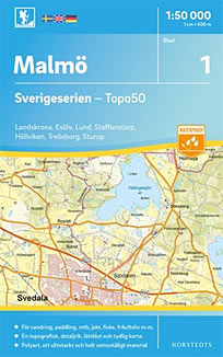 Malmö Sverigeserien - Topo50 - blad 1. Målestok 1:50.000