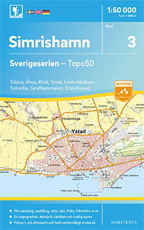 Simrishamn Sverigeserien - Topo50 - blad 3. Målestok 1:50.000