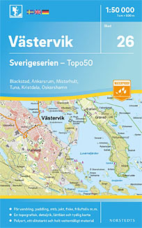 Västervik Sverigeserien - Topo50 - blad 26. Målestok 1:50.000
