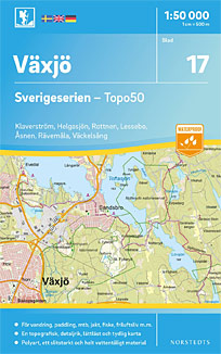 Växjö Sverigeserien - Topo50 - blad 17. Målestok 1:50.000